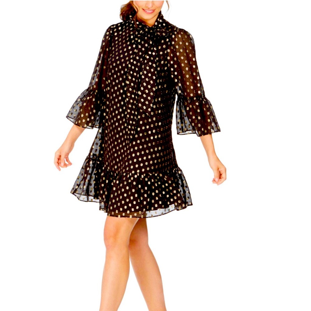 Calvin Klein Size 4 Short Party/Cocktail. Dress Color: Black & Gold